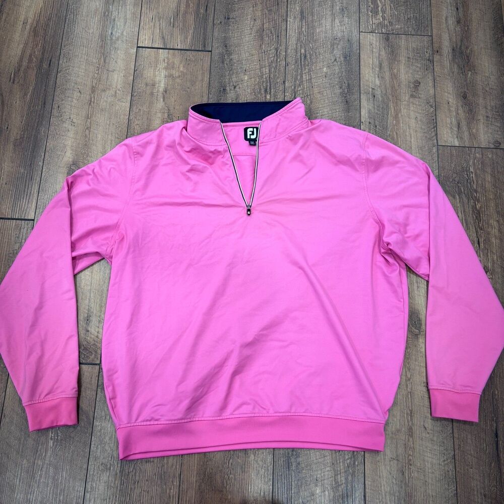 FootJoy Quarter Zip Golf Pullover Mens XXL 2XL Pink Stretch Performance READ